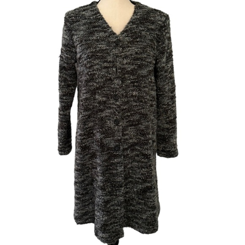 Baby&me gray button cardigan long sweater wool blend S